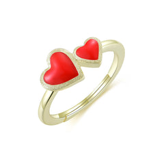 Double Red Heart Ring