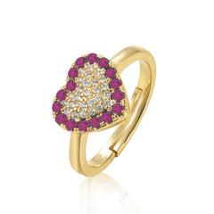 Lined Colored Heart Ring
