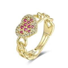 Sparkly Heart Link Ring
