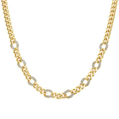Alternating Pave Cuban Necklace