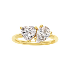 Paired Heart and Teardrop Ring