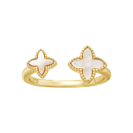 Double Open Clover Ring