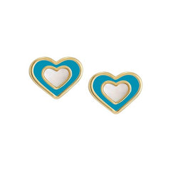 Small Mother-of-Pearl Enamel Heart Stud Earring