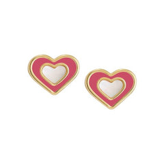 Small Mother-of-Pearl Enamel Heart Stud Earring