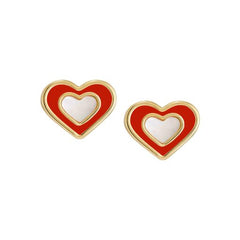Small Mother-of-Pearl Enamel Heart Stud Earring