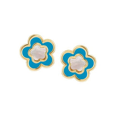 Small Mother-of-Pearl Enamel Flower Stud Earring