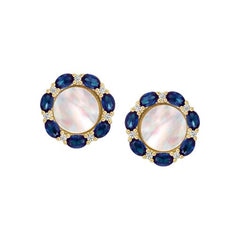 Oval Stones Outline Mother-of-Pearl Stud Earring