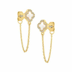 Mother-of-Pearl Clover Stud Chain Earring