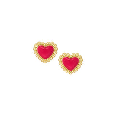 Enamel Puffed Heart Stud Earring