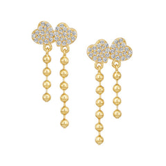 Twin Heart Ball Chain Stud Earring