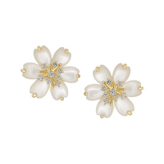 Dainty Stone Burst Mother Of Pearl Studs