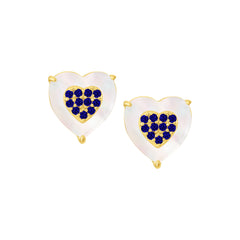 Mother Of Pearl Filled Heart Studs