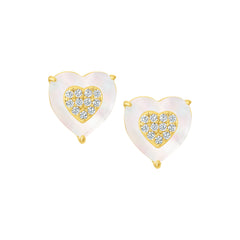 Mother Of Pearl Filled Heart Studs