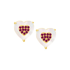 Mother Of Pearl Filled Heart Studs