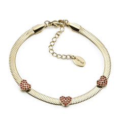 Pave Hearts on Snake Chain Bracelet