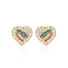 Rainbow Heart Studs