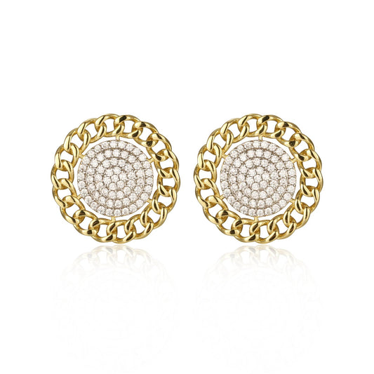 Round Pave Chain Studs