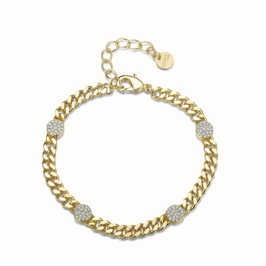 Gold Round Disc Pave Bracelet