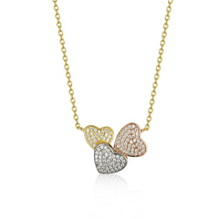 Slanted Tricolor Heart Necklace