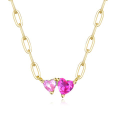 Dual Tone Heart Link Necklace