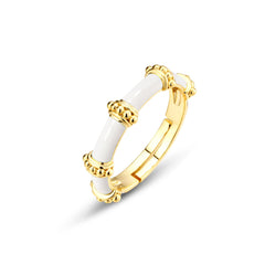 White Enamel Ribbed Ring