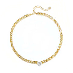 Baguette Center Heart Necklace