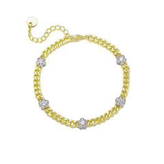 Floral Cluster Cuban Chain Bracelet