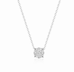 Pave Round Cluster Necklace