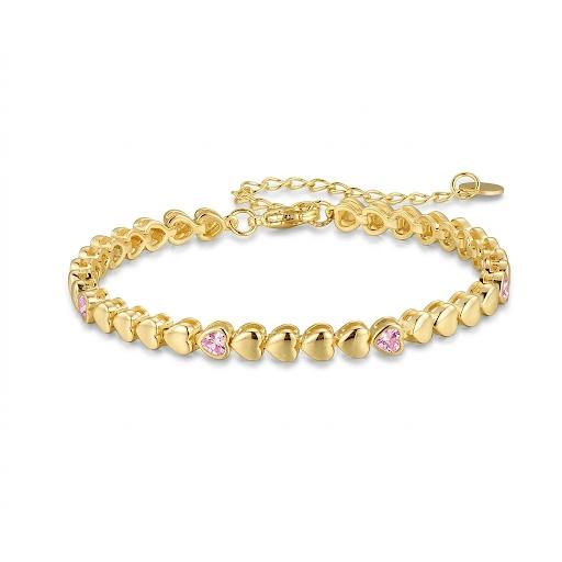 Color Bezel Heart Tennis Bracelet