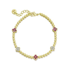 Colored Floral Bezel Bracelet
