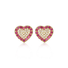 Lined Colored Heart Studs