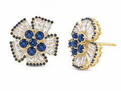 Baguette Oversized Floral Stud Earrings