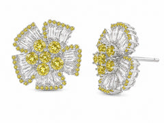 Baguette Oversized Floral Stud Earrings