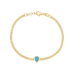Bezel Teardrop Curb Chain Bracelet