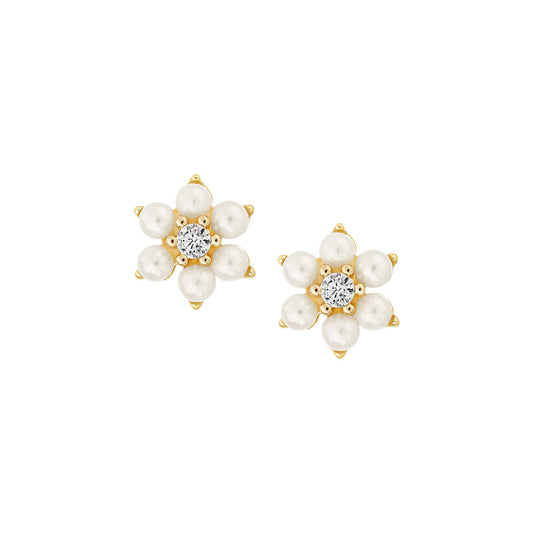 Pearl Flower Cluster Stud Earrings