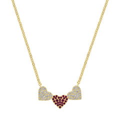 Pointed Hearts Trio Necklace