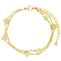Double Stacked Gold Heart Bracelet