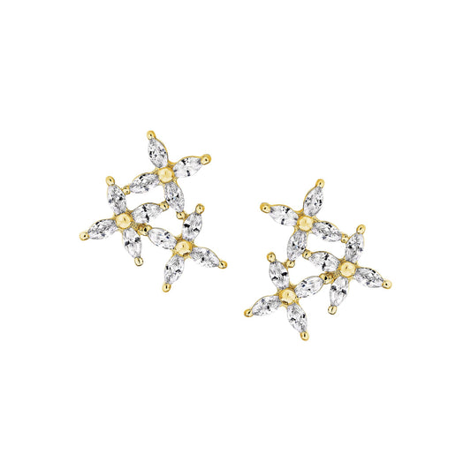 Triple Marquise Floral Stud Earrings