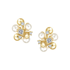 Pearl Ball Cluster Stud Earrings