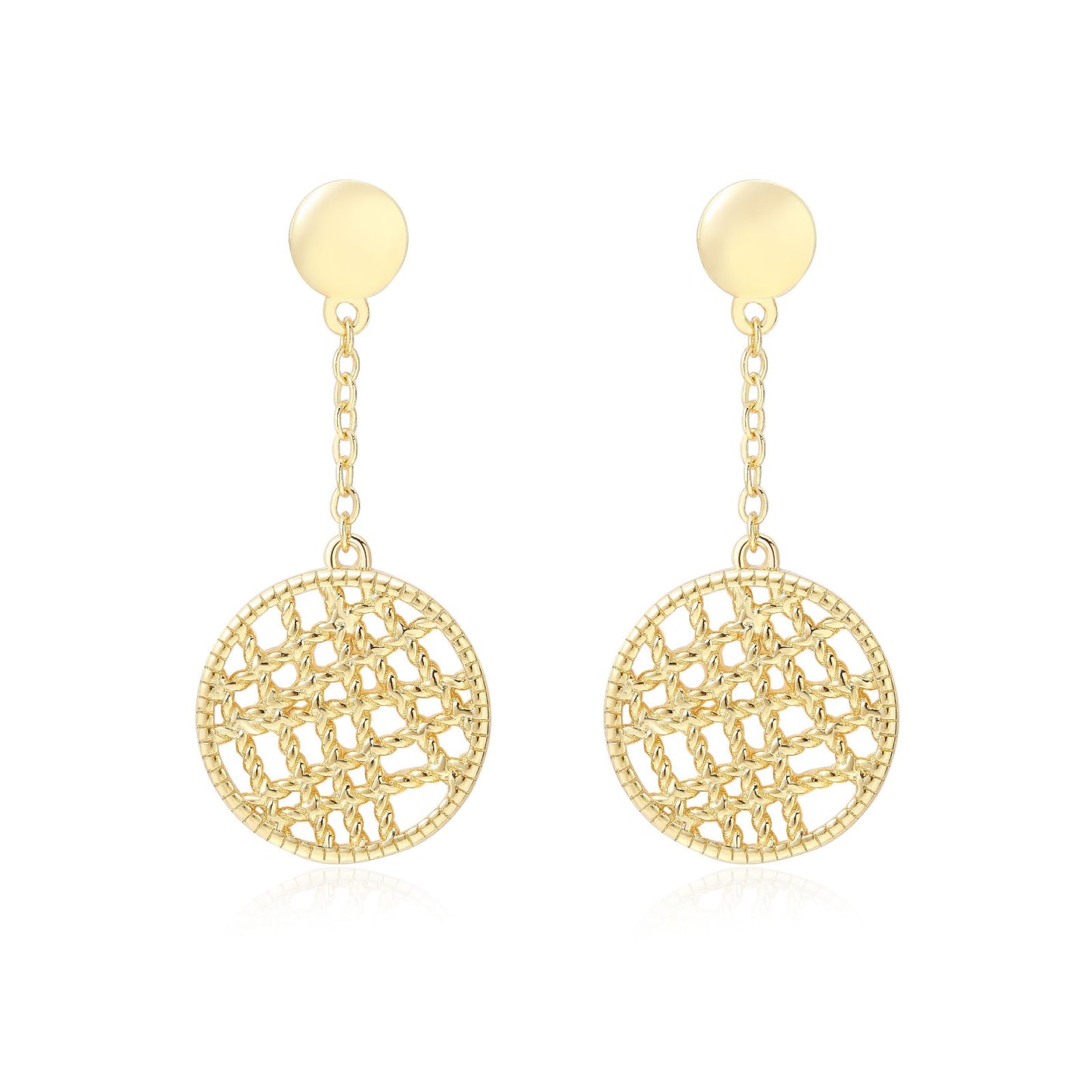 Hanging Gold Cross Over Detail Earrings