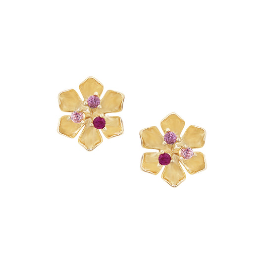 Floral Three Stone Stud