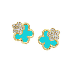 Double Floral Mother Of Pearl Studs
