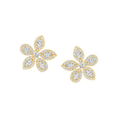 Baguette Floral Earring Post