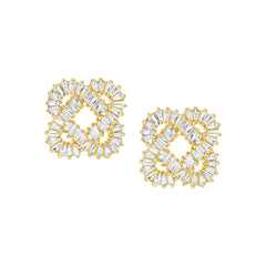 Baguette Swirled Post Earrings