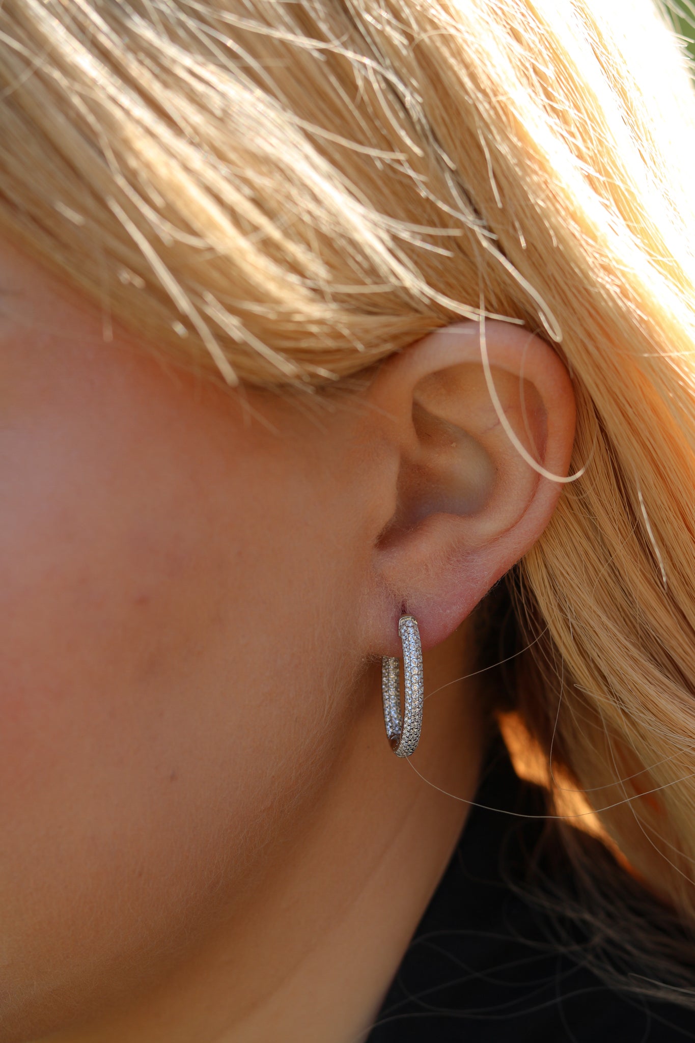 Small Pave Oval Hoops