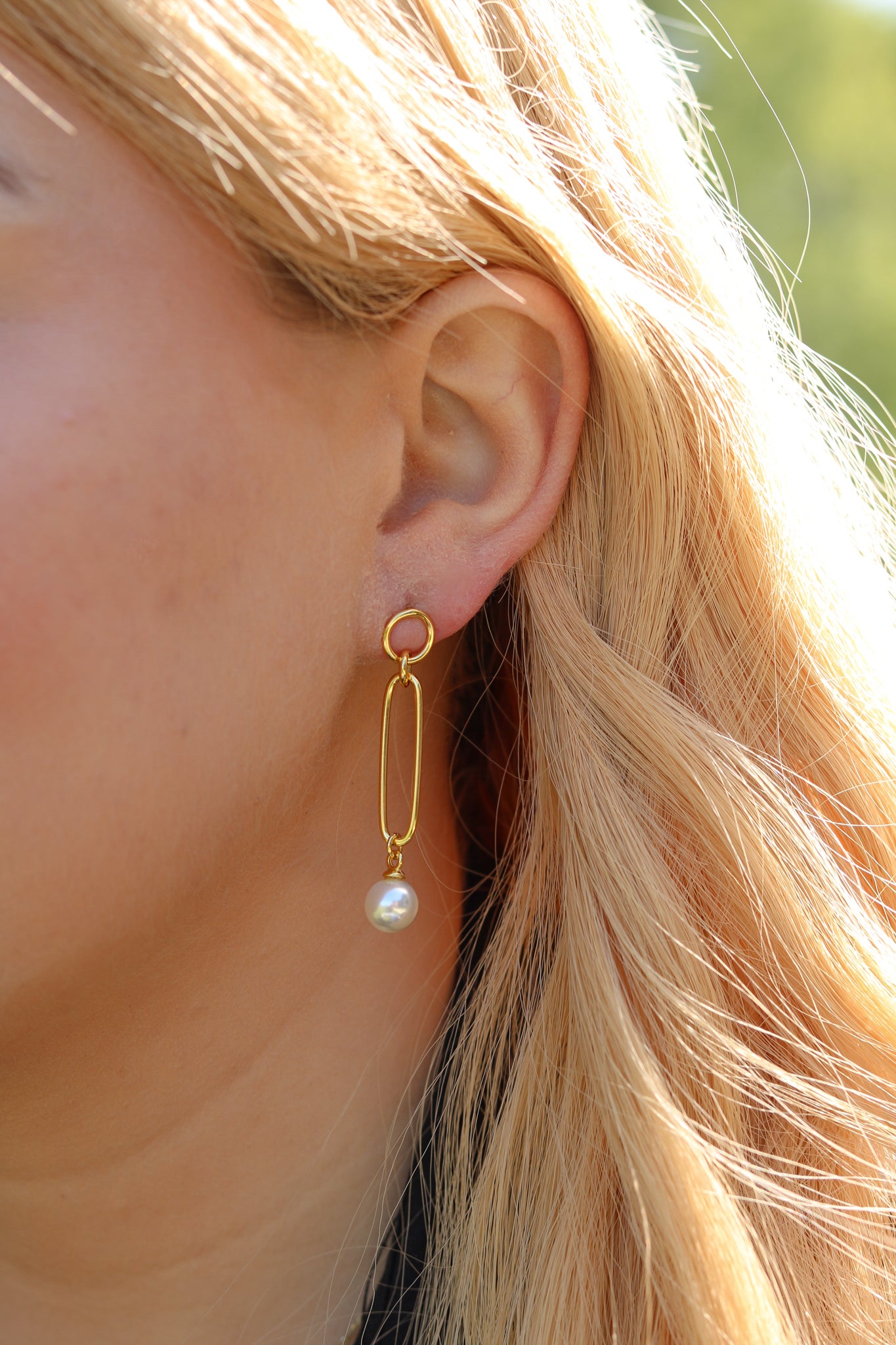 Paperclip Pearl Drop Earrings