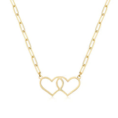 Link Intertwined Gold Hearts Necklace