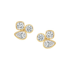 Bezel-set Trio Stud Earring