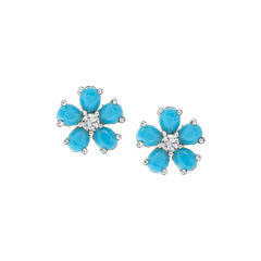 Turquoise Floral Stud