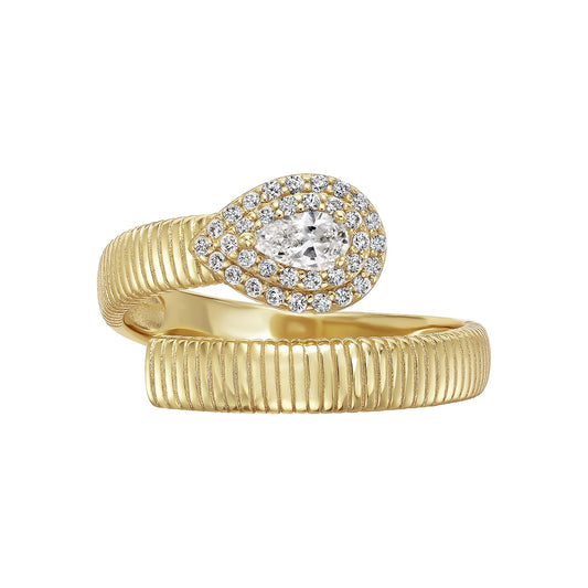Teardrop Ribbed Wrap Ring